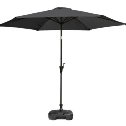 Parasol med vip mørkegrå 3m med parasolfod ø38 22L