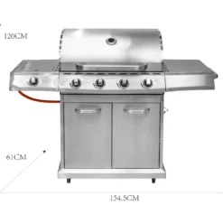 Premium gasgrill med 4 brændere og sideblus