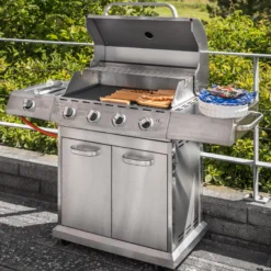 Premium gasgrill med 4 brændere og sideblus