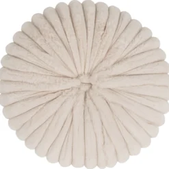 Pude rund imiteret pels beige