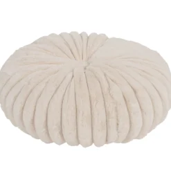 Pude rund imiteret pels beige
