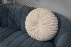 Pude rund imiteret pels beige