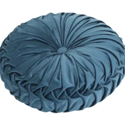 Pude rund velour blå