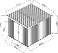 Redskabsskur stål antracit 6.6m2