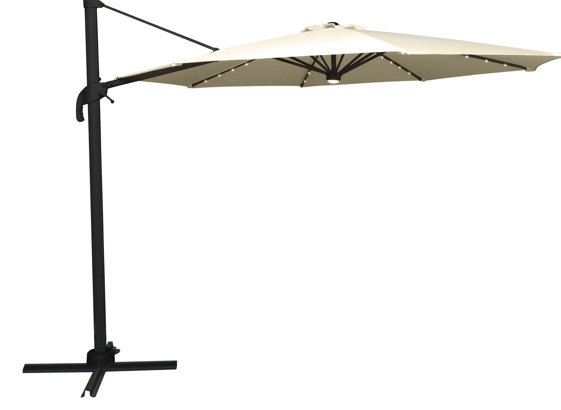 Roma parasol 360-rotation LED beige 3m