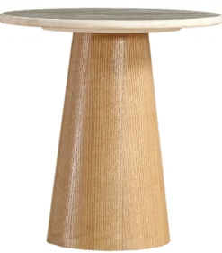 Saline sidebord marmor/træ natur ø40cm