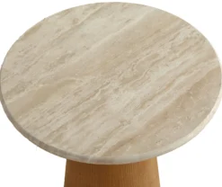 Saline sidebord marmor/træ natur ø40cm