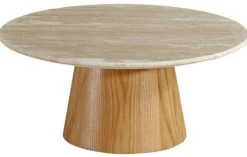 Saline sofabord marmor/træ natur ø80cm
