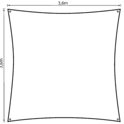 Solsejl creme PRO 3,6x3,6m