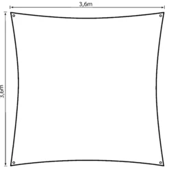 Solsejl grå LUX 3,6x3,6m