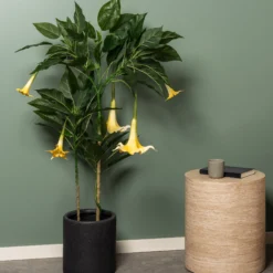 Stor kunstig Daturatræ gul 120 cm