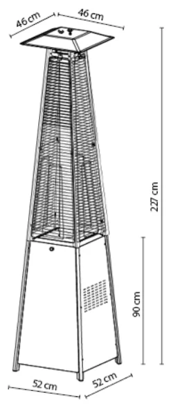 Terrassevarmer med flamme 227cm sort