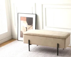 Vibe med opbevaring velour beige/sort