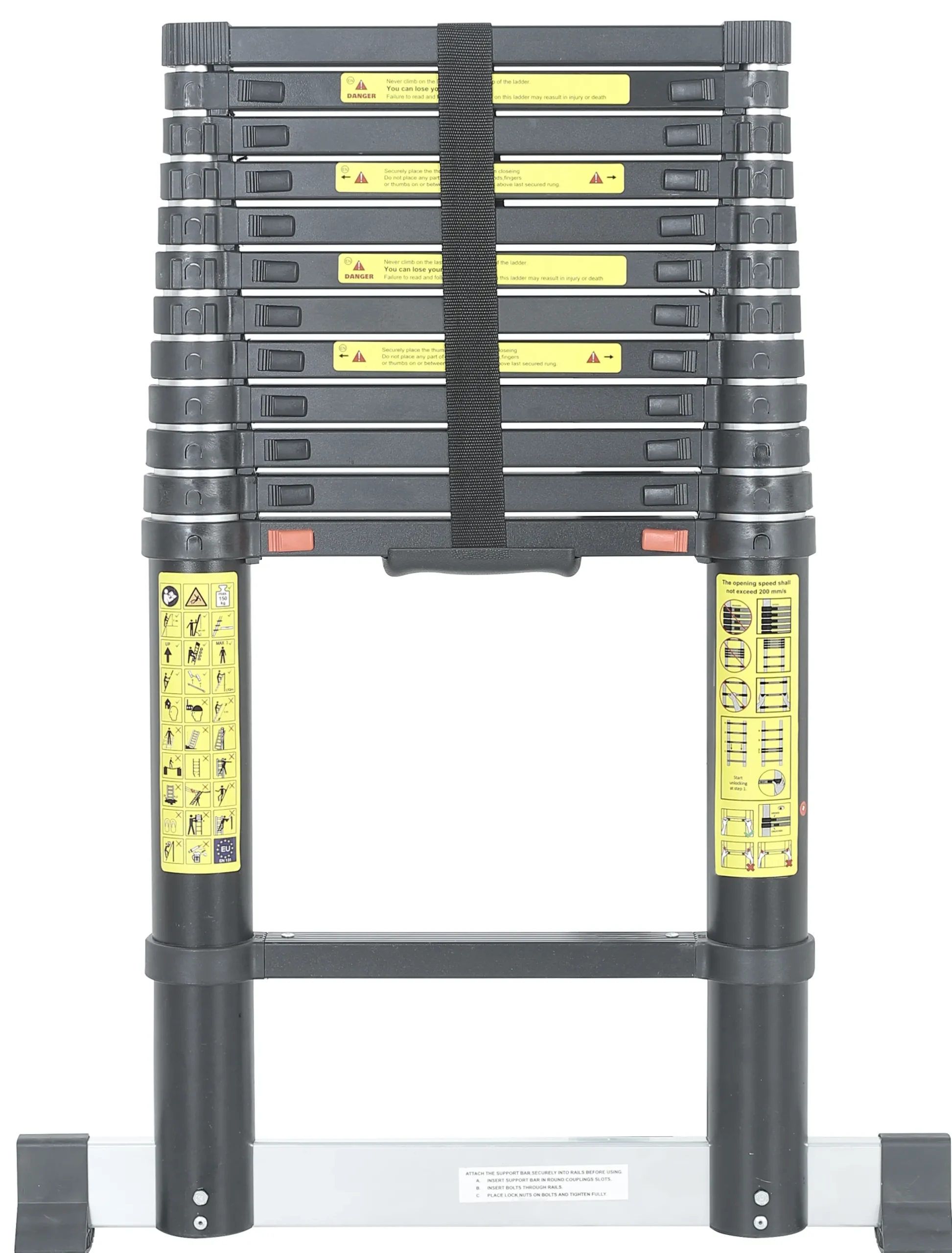 Workmann teleskopstige 3,8m sort
